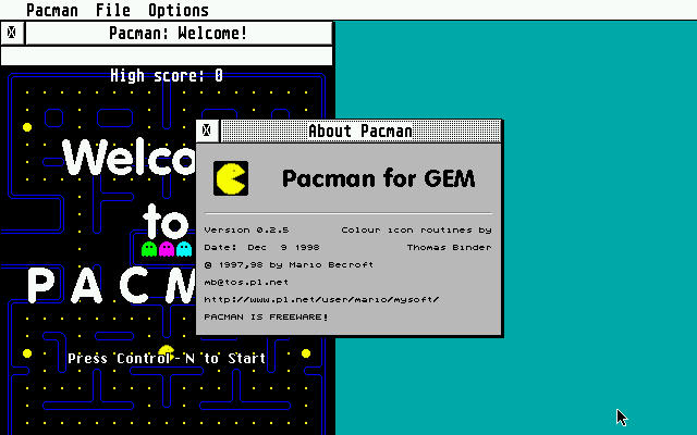 Pacman for GEM atari screenshot